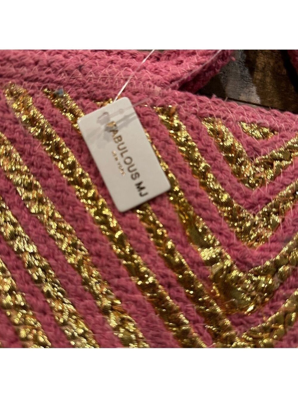 Fabulous MJ New York Tribal Aztec Gold & Pink Shoulder Tote New With Tag - Picture 6 of 7